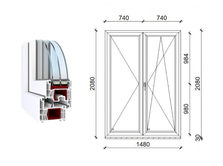 advantek 76 150x210 cm kétszárnyas jobbos bukó nyíló teraszajtó